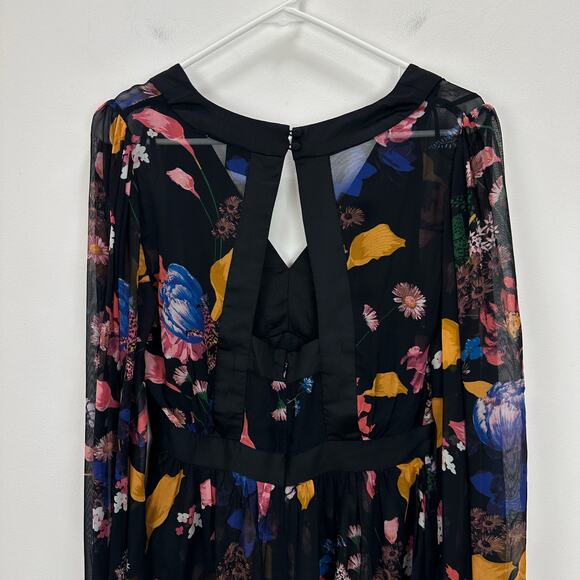 Anthropologie Maeve Floral Chiffon Blouse Open Back Tunic Cottagecore US 4 NWT - Picture 12 of 16